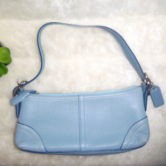 baby blue leather purse